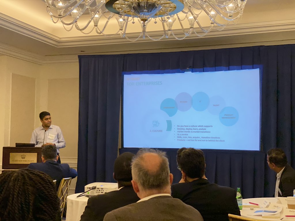 An intriguing talk by @manish_choudary (SVP, Product Management & Strategy @PitneyBowes), sharing his thoughts on how companies can get started with and navigate their #AI journeys at @Zinnov @Mindtree_Ltd roundtable “Reimagining a Future Ready Enterprise with AI” #digital