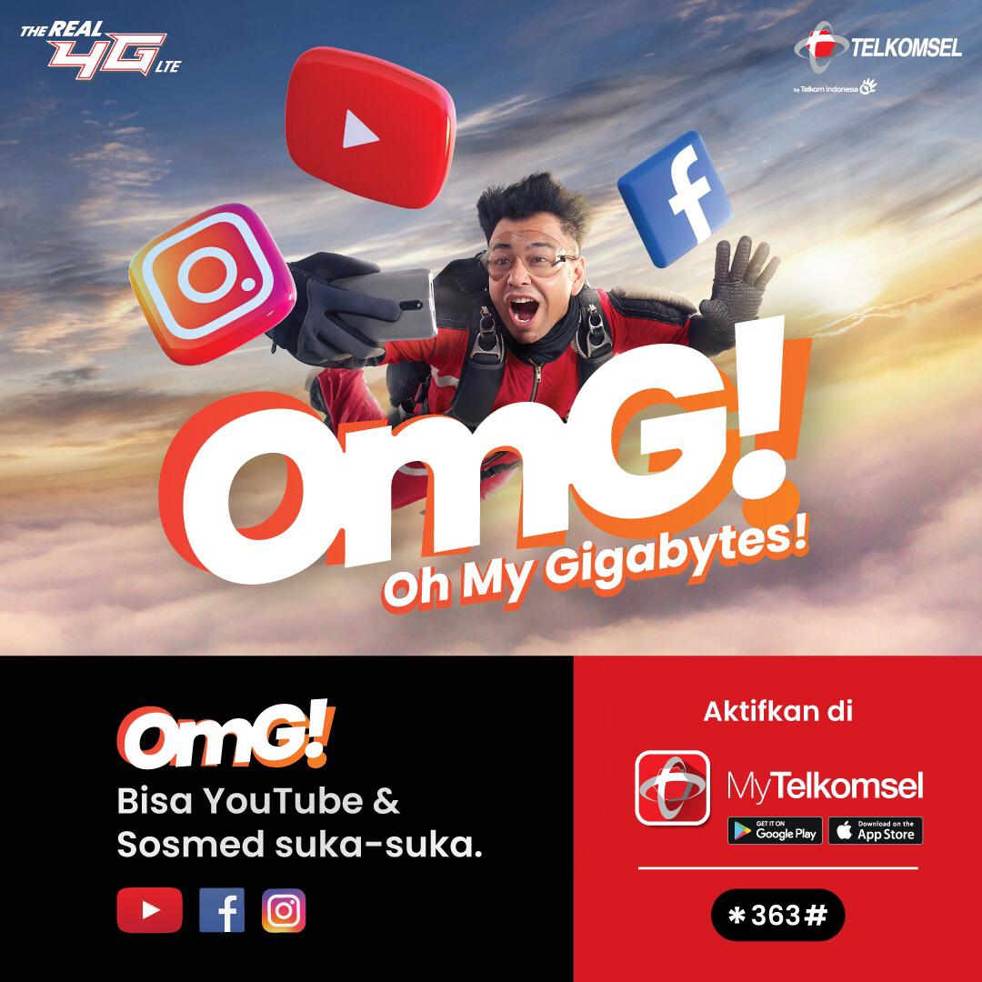 Sering nonton Youtube atau update di Facebook dan Instagram? Sekarang bisa makin seru dengan Telkomsel OMG! Oh My Gigabytes!