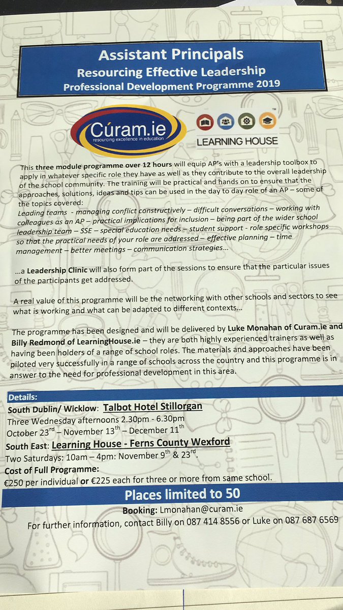 LearningHouse2's tweet photo. Looking forward to Assistant Principal training starting next week... few places left..#napdconference https://t.co/zj8yTp6EcC