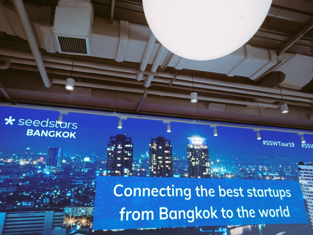 somcity's tweet photo. Taaa daaa... @Seedstars 😎👌 It's a huge sign 😂 Or shall I say screen??! 😂 #SoMCity #SoMaTech #SSWTour19 #Bangkok #Startups 😎👌 https://t.co/jCZEwohJ9M