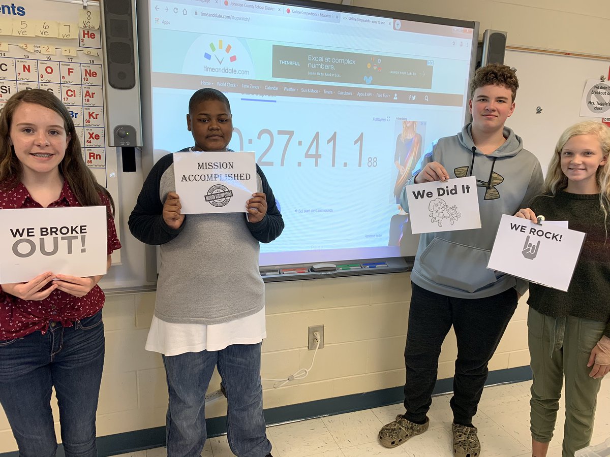 How quickly can you crack the code? These students used their knowledge of the periodic table and the Law of Conservation of Mass to break out of Mrs. Tuggle’s class. Congratulations to the block winners!