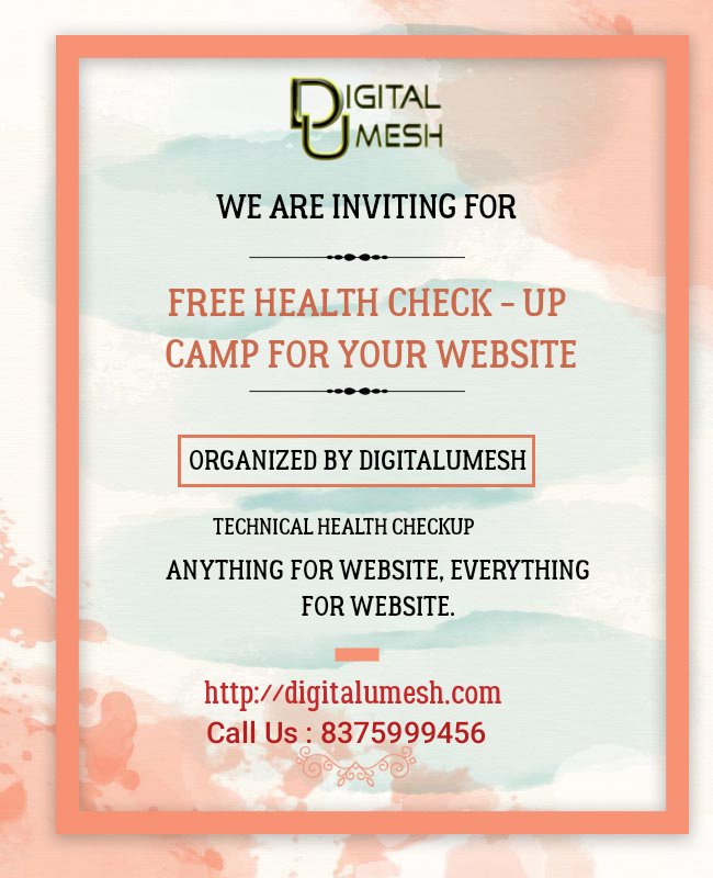 We are organizing #free #website health check up
For more info. 
Visit us : digitalumesh.com 
#seo #siteaudit #technicalseo #onpageseo #offpageseo #bestseoservice #bestseoagency