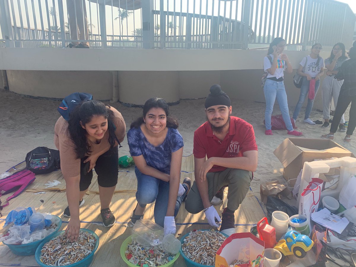 AnoushkaSarup's tweet photo. A morning well spent today cleaning up Umm Suqeim Beach. A real eye opener in terms of how many cigarette butts are strewn all over the place and how dangerous they are for marine life. So glad to have been a part of this and what a great way to celebrate Modern’s birthday! https://t.co/s6VxI0BwgN