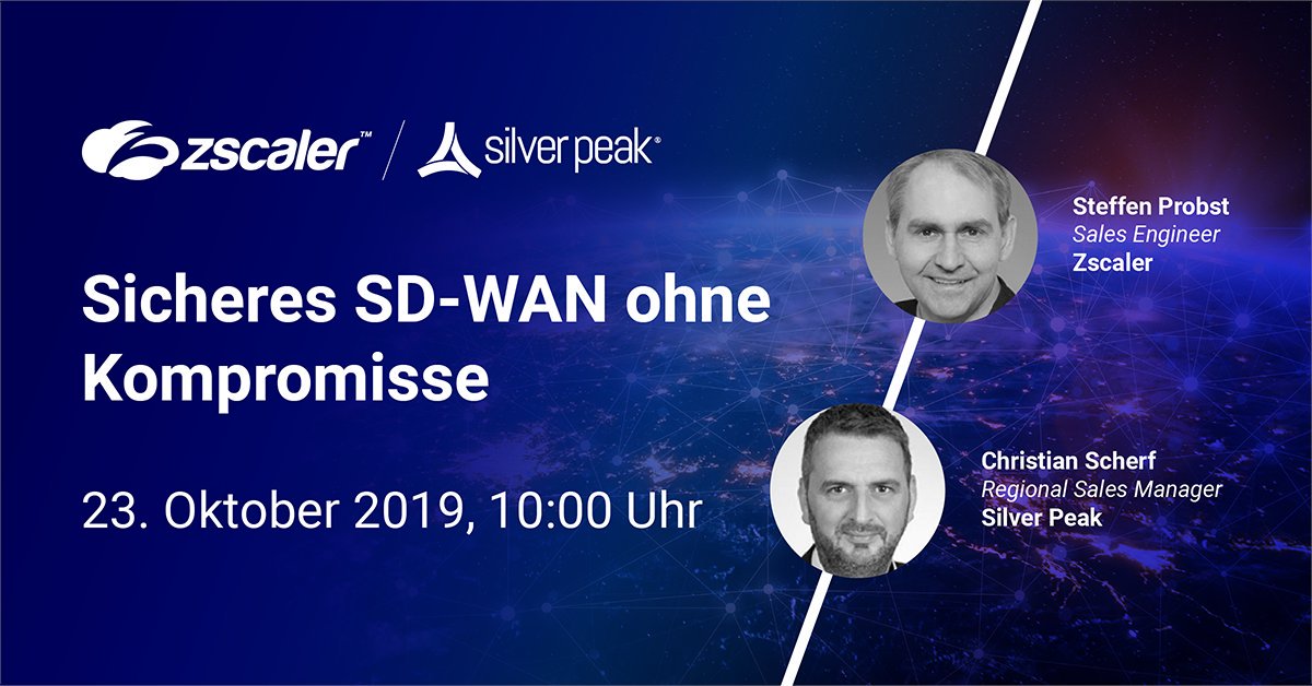 Oktober ist #CyberSecurityMonth des <a href="/BSI_Bund/">BSI</a> und <a href="/zscaler/">Zscaler</a> &amp; <a href="/SilverPeak/">Silver Peak</a> sind mit dabei. 

Erfahren Sie mehr über ein sicheres #SDWAN ohne Kompromisse in unserem Webinar. 
Mehr Informationen unter bit.ly/2ptMdIA