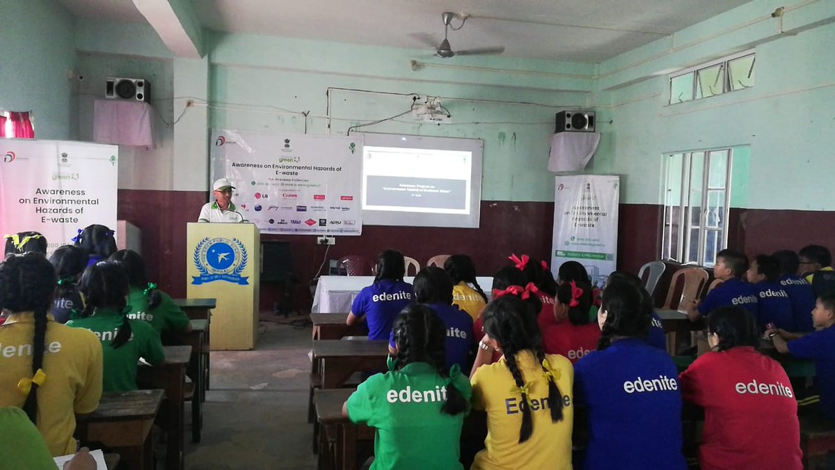 CleanToGreen's tweet photo. 500 #students from The Eden Public School in #Imphal are participating in the #EwasteAwarenessCampaign, learning the benefits of #ewaste recycling. #chooseyourbin #CleanToGreen https://t.co/IgwkHB2kOh