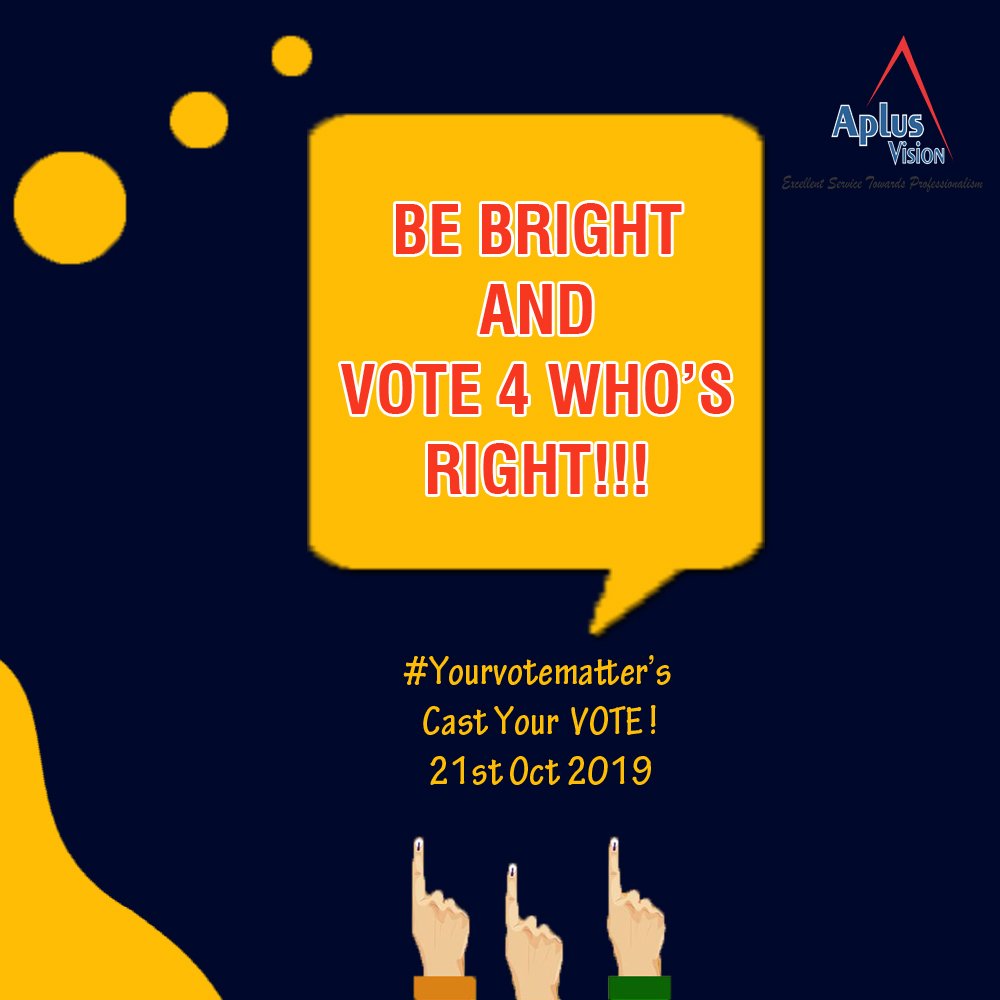 KalaSaiShirdi's tweet photo. Vote, it’s your Right and Responsibility
Have a vision? Make the right decision! VOTE!
#voting2019 #aplusvision #vote https://t.co/EbNncbLnvv