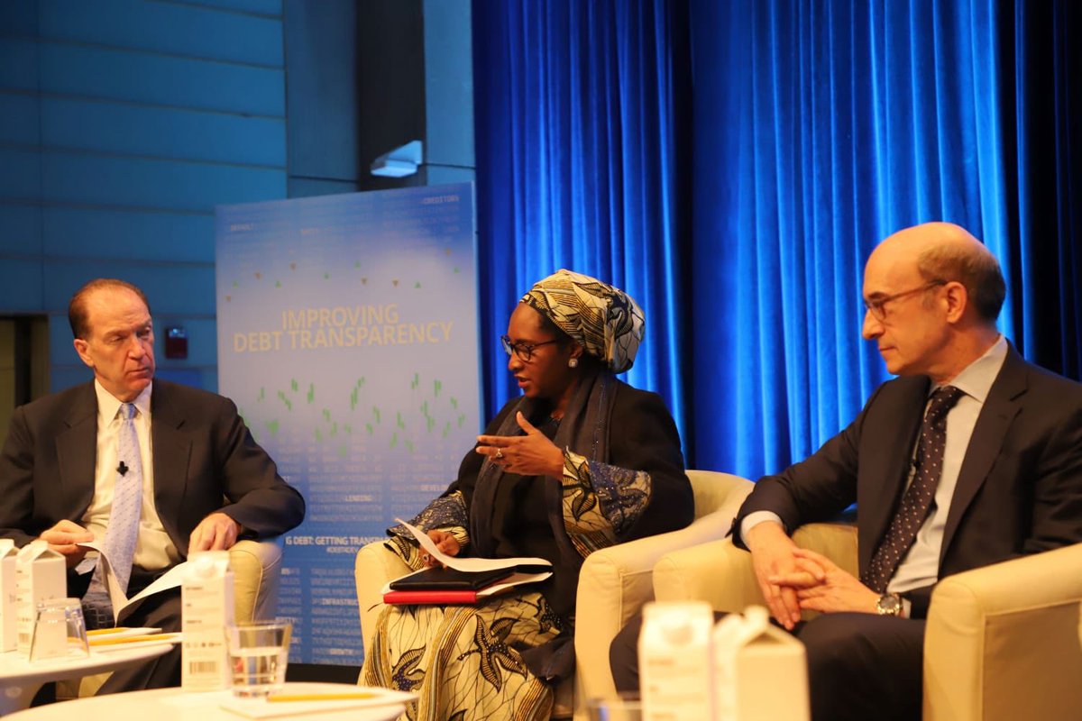 ubasanius's tweet photo. A key focus of a session I attended at the IMF was on debt transparency &amp; how it can lead to better development outcomes. Minister @FinMinNigeria, @ZShamsuna who was one of the panelists, spoke on Nigeria’s effort to improve transparency in the acquisition &amp;management of our debt https://t.co/9iFjIW5CQr