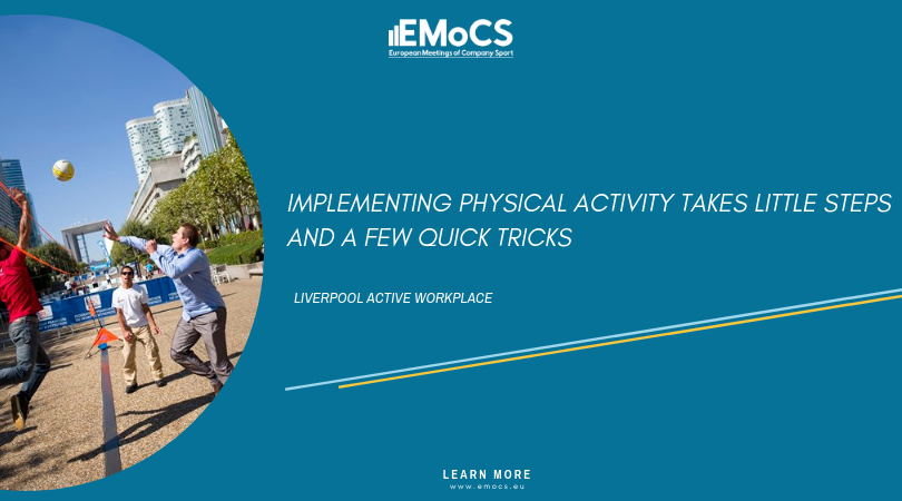 | FACTS / QUICK WINS |

#implementing #physical #activity is little steps 🙆‍♂️🙋‍♀️ 
Few tricks to make your #workplace #BeActive:
- walking meetings 🚶‍♀️
- sports coupons 🎫
- small sports accessories in the workplace 🏓
- make it a routine ⌚️

Try it now!
