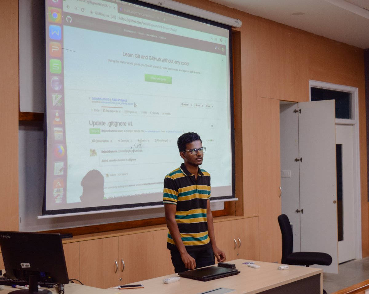 IiitsIota's tweet image. The 2nd @IiitsIota @hacktoberfest session began with @GetKahoot revising all previously learnt concepts. @KetanLambat @the_coder_dude and @BrijeshBumrela taught the #gitWorkflow for #PullRequest with a #handsOn on making one. #FirstContribution on @github is very #satisfying.