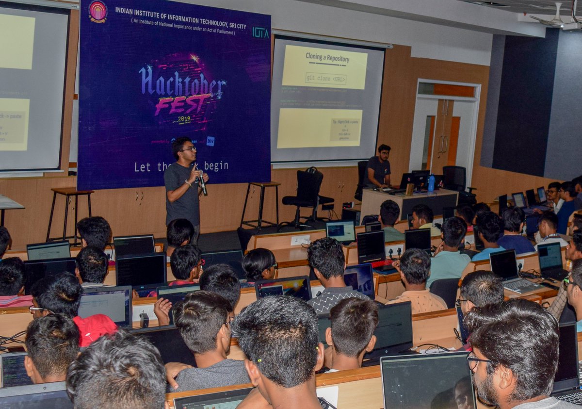 IiitsIota's tweet image. The 2nd @IiitsIota @hacktoberfest session began with @GetKahoot revising all previously learnt concepts. @KetanLambat @the_coder_dude and @BrijeshBumrela taught the #gitWorkflow for #PullRequest with a #handsOn on making one. #FirstContribution on @github is very #satisfying.
