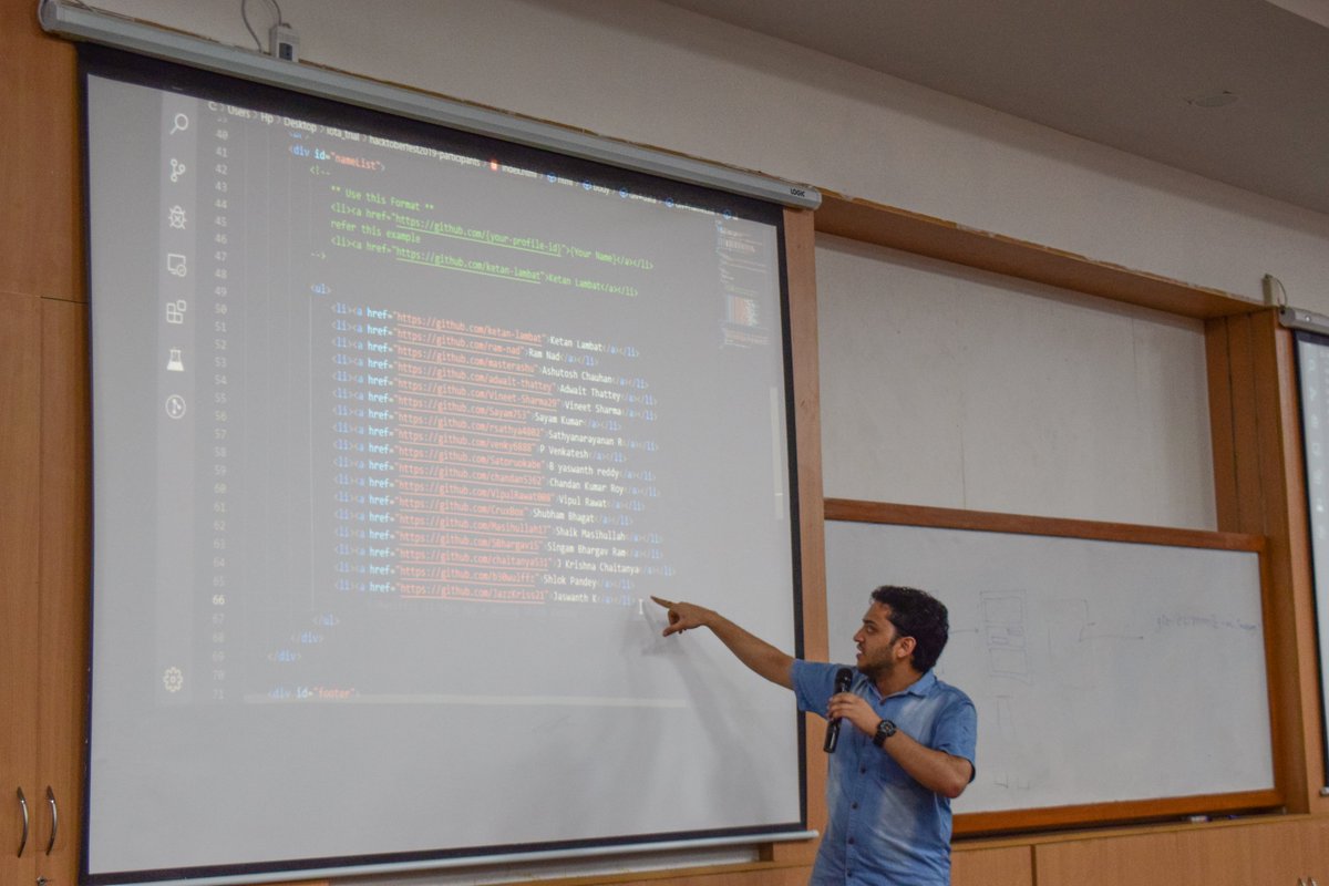 IiitsIota's tweet image. The 2nd @IiitsIota @hacktoberfest session began with @GetKahoot revising all previously learnt concepts. @KetanLambat @the_coder_dude and @BrijeshBumrela taught the #gitWorkflow for #PullRequest with a #handsOn on making one. #FirstContribution on @github is very #satisfying.