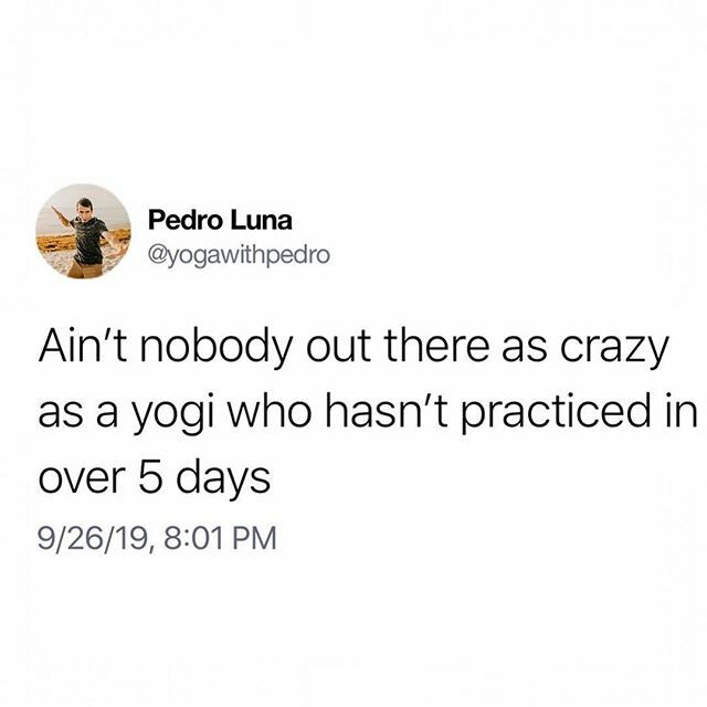 yogaleggs's tweet photo. Get to the #omyogashow this weekend for your #yoga #therapy ❤️ #repost @yogimemes
・・・
Truest thing ever created @yogawithpedro 😭🔥. #yogimemes #yogawithpedro #itsavibe #itsthedamntruth https://t.co/HuGiZD7M6E https://t.co/Pv9E9Z5ISE