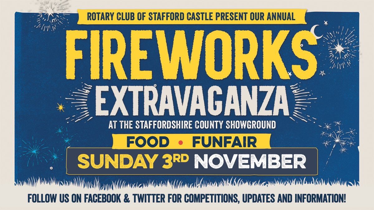 Stone Radio (@stonetownradio) on Twitter photo Weāre pleased to say that weāll be at the County Showground again this year!
Tickets are available now, so be quick and get yours booked.
For more information head over to <a href="/StaffsFireworks/">Staffs Fireworks</a> Weāre pleased to say that weāll be at the County Showground again this year!
Tickets are available now, so be quick and get yours booked.
For more information head over to <a href="/StaffsFireworks/">Staffs Fireworks</a>