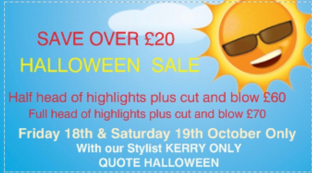 🚨LIMITED TIME DEAL🚨

Today and tomorrow only. Be quick to grab this amazing deal 🤩💇‍♀️at Power Cuts Urmston

Half head highlights plus cat and blow dry just £60

Full head highlights plus cat and blow dry just £70

golocaluk.com/deal/halloween…

#golocaluk #urmston #manchester #offer