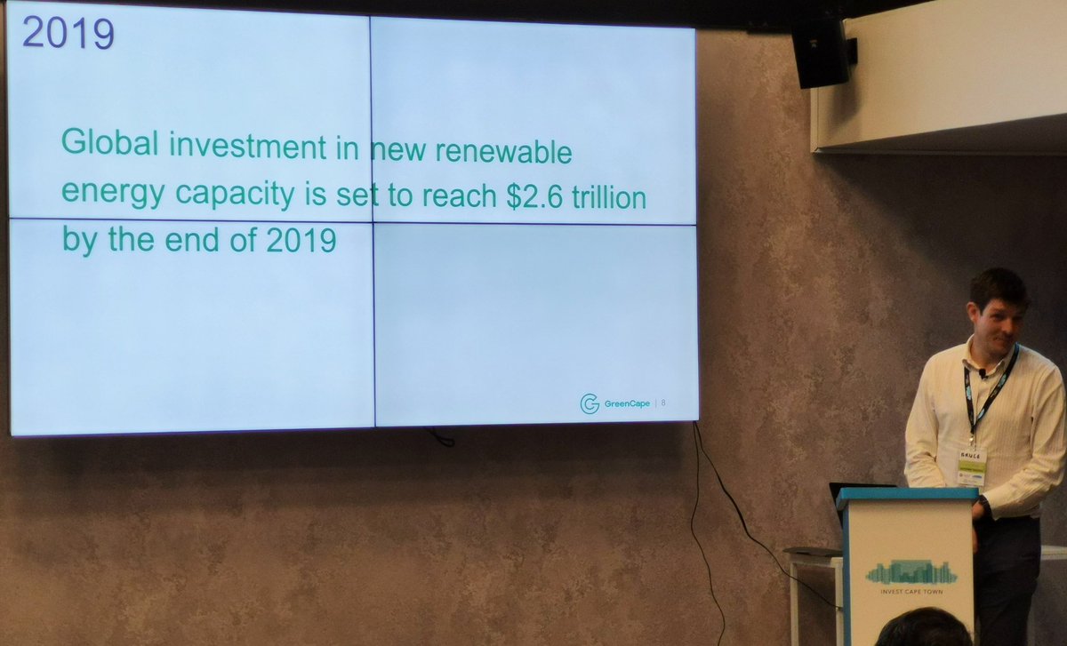 InvestCapeTown's tweet photo. Global investment in new renewable energy capacity is set to reach $2.6 trillion by the end of 2019. Incentives like carbon tax shapes the way we're moving the economy forward. Opportunities in #GreenEconomy are endless. @_BruceRaw_ @thegreencape #InvestCapeTown https://t.co/mVEP0Y45km