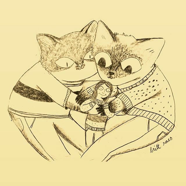 Happy family! #petlover #catsofinstagram #portraitdrawing #family #togetherforever