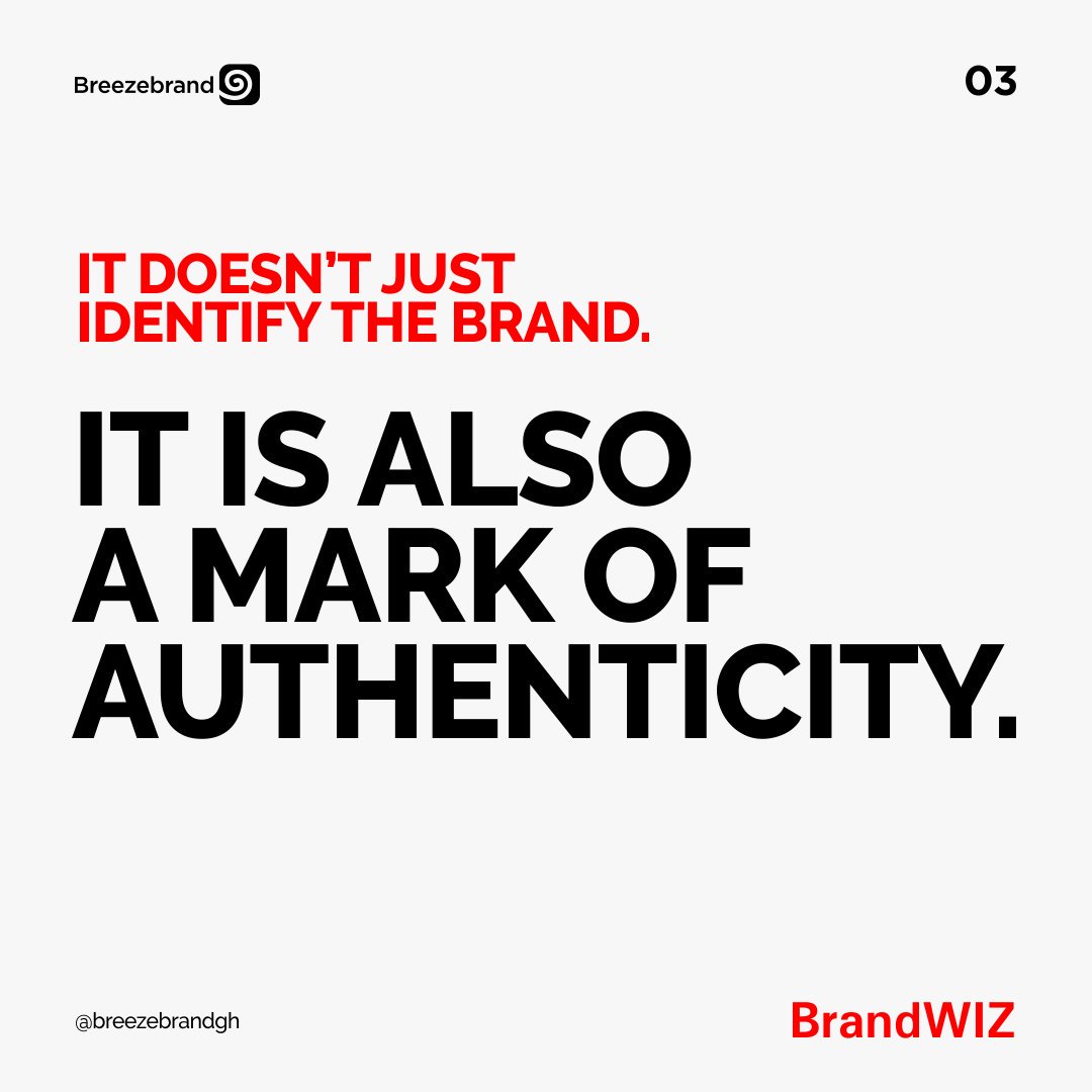 breezebrandgh's tweet photo. A logo doesn't just identify a brand. It is also a mark of authenticity. It is an assurance to the customer that any product bearing the logo will deliver everything that the brand promises.

#logos #Identity #Brand #startups #Breezebrand #BrandWIZ https://t.co/w5NnXflrCC