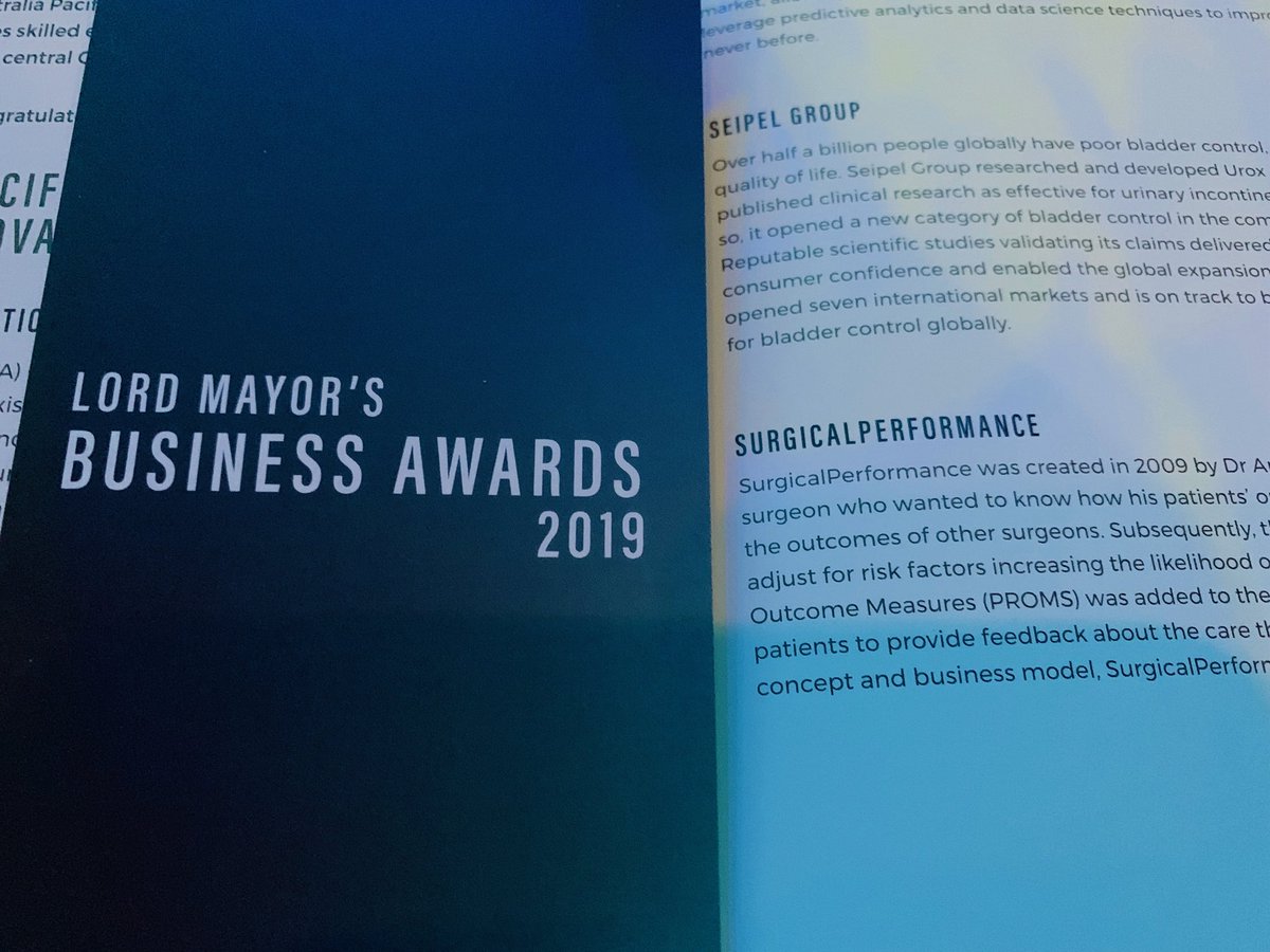 AndreasObermair's tweet image. Very humbled for ⁦@SurgicalPerform⁩ being selected as a finalist in the 2019 Lord Mayors Business Awards #LMBA 😊😊😊