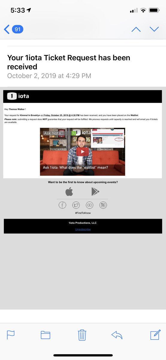 ThereseWalker4's tweet photo. Come on @jimmykimmel  @jimmykimmellive waitlisted every year!! 😢 please send tickets my way! #biggestkimmelfan #kimmelinbrooklyn https://t.co/VMv8VxQhrH