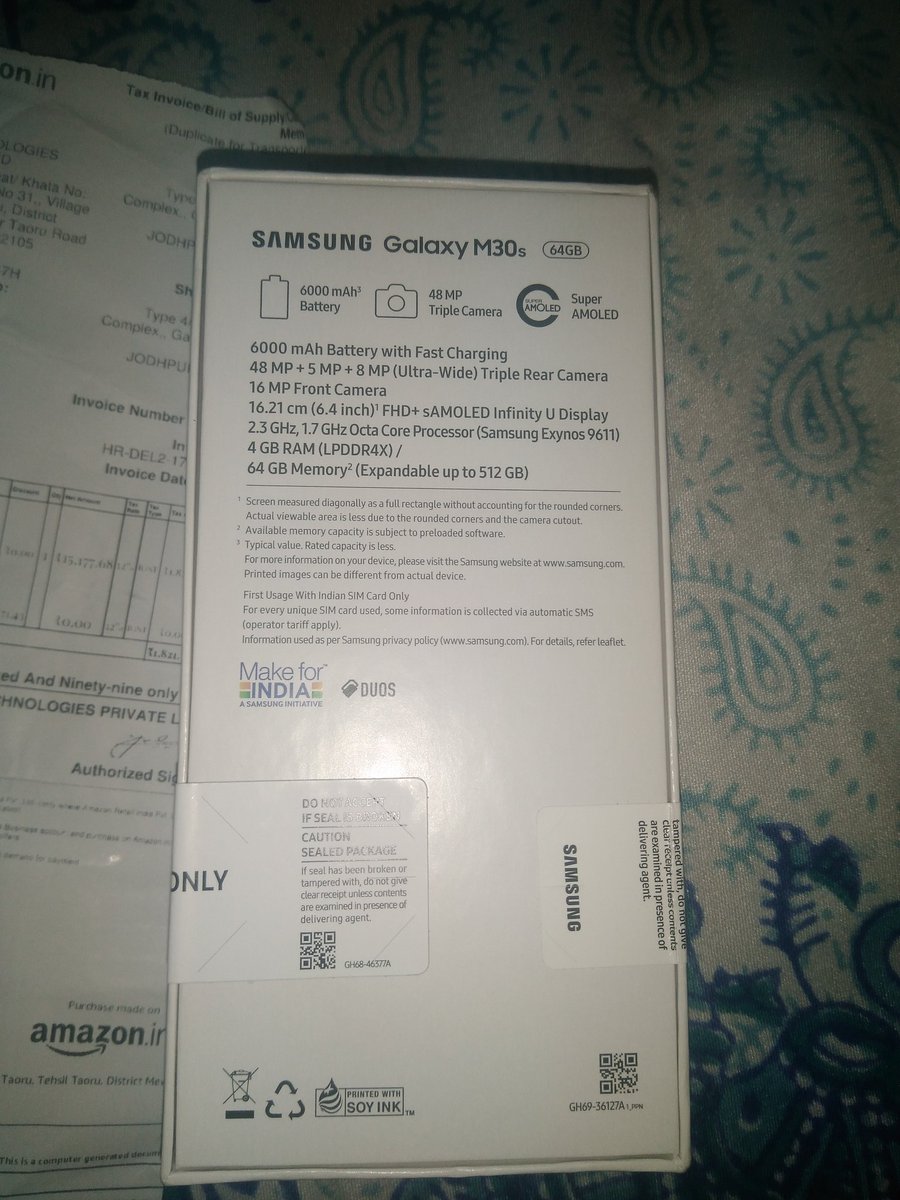 srinivas9v's tweet photo. @amazon I have ordered 128gb Samsung M30s, received 64gb set in its place. When complained they refuse to exchange it. Please look into it. Feedback.....disgusting https://t.co/EzPloT5tum