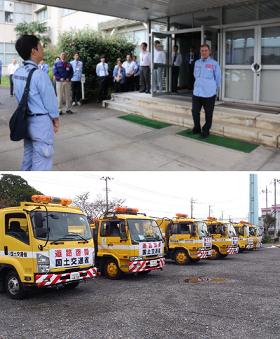 国土交通省 大宮国道事務所 大宮国道事務所は 台風19号による応急対策のため 10 18 金 に川越市へ道路維持用車両６台 側溝清掃車１台 排水管清掃車１台 路面清掃車２台 散水 車２台 と職員１名を派遣しました 大宮国道事務所 T Co
