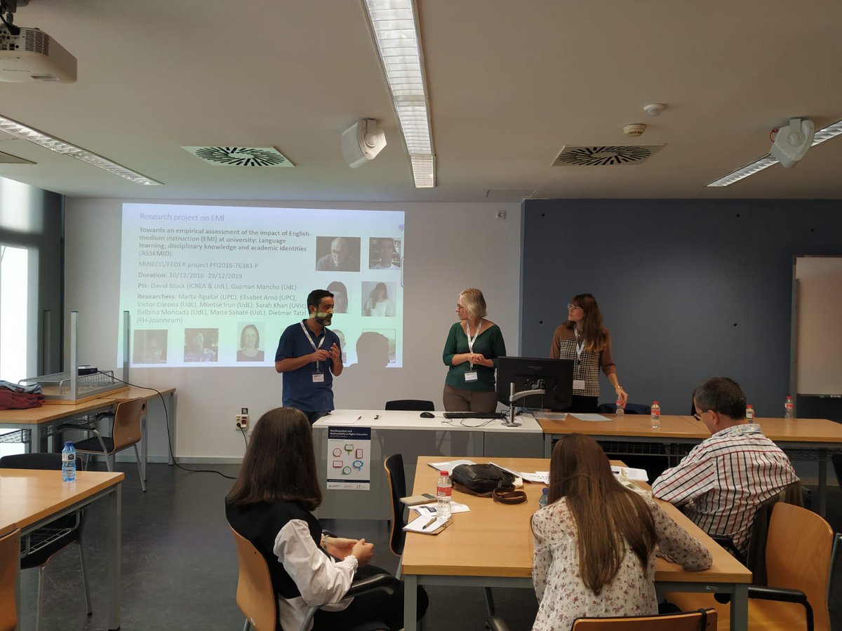 UdLCLA's tweet image. Today some of members of CLA presented a #colloquium in @ICLHE about their project  @assemid ➡️ The secret life of #EMI: #languagechoice, #beingastudent, #whispers and #contradictions.