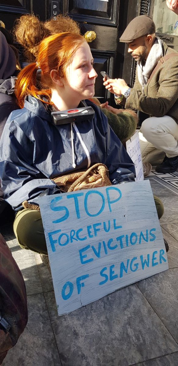 ScotlandXr's tweet photo. XR Scotland rebels are locked on to the Kenya High Commission locked in solidarity with Sengwer indigenous peopleโs land rights. #PowerInTruth #InternationalRebellion #SolidarityNotSilence https://t.co/twsfq4Ps9l