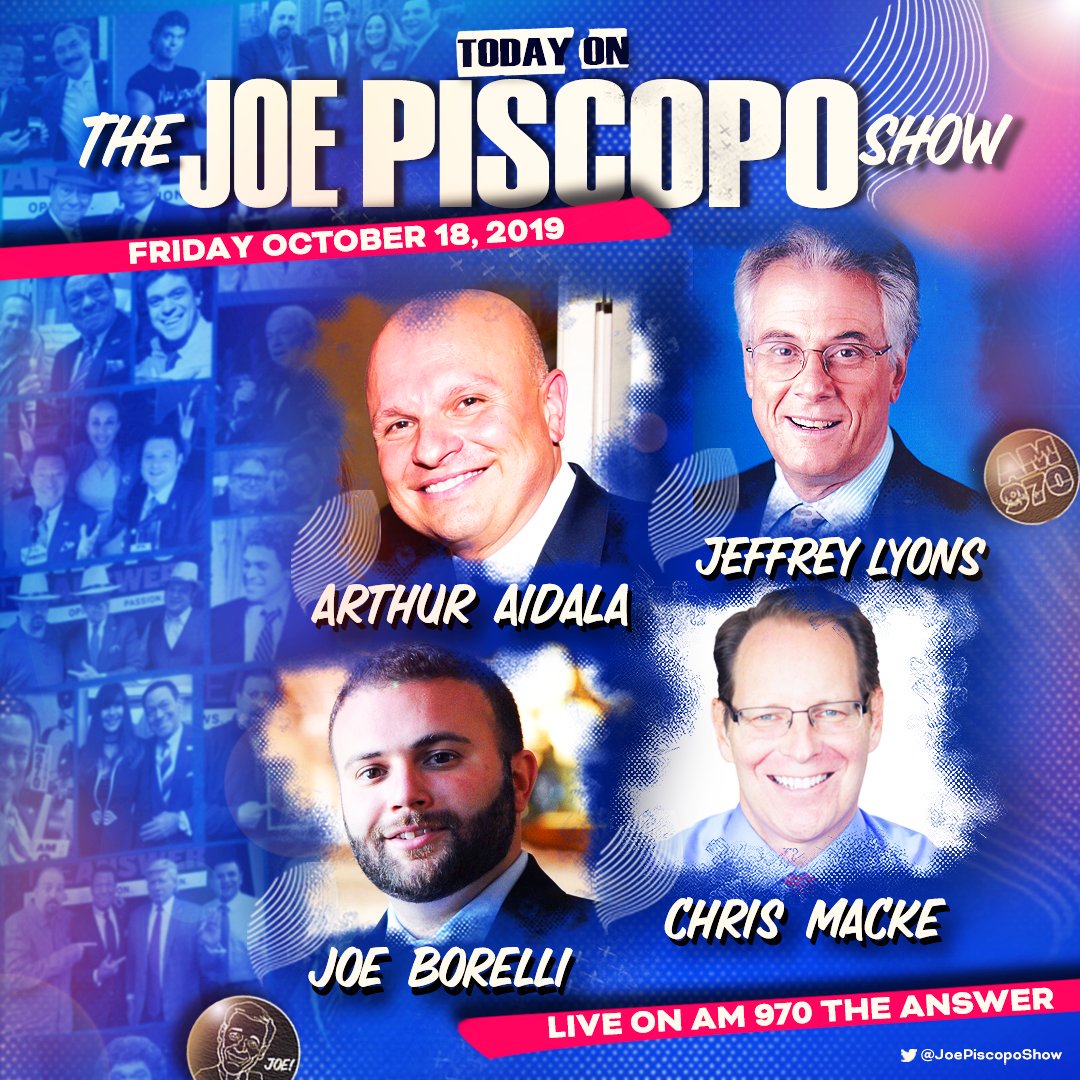 JoePiscopoShow's tweet photo. TODAY w @JrzyJoePiscopo:
• @ArthurAidala
• #JeffreyLyons
• @JoeBorelliNYC
• Steve Perillo from @perillotours
• @radiotalkermike
• General Manager, Jerry Crowley
• Chris Macke from @solutionomics
+ @frankmorano, @algattullo, @DebbieDuHaime!
🎙️: https://t.co/dyEM6G7ZKw https://t.co/AcxMthoHyA