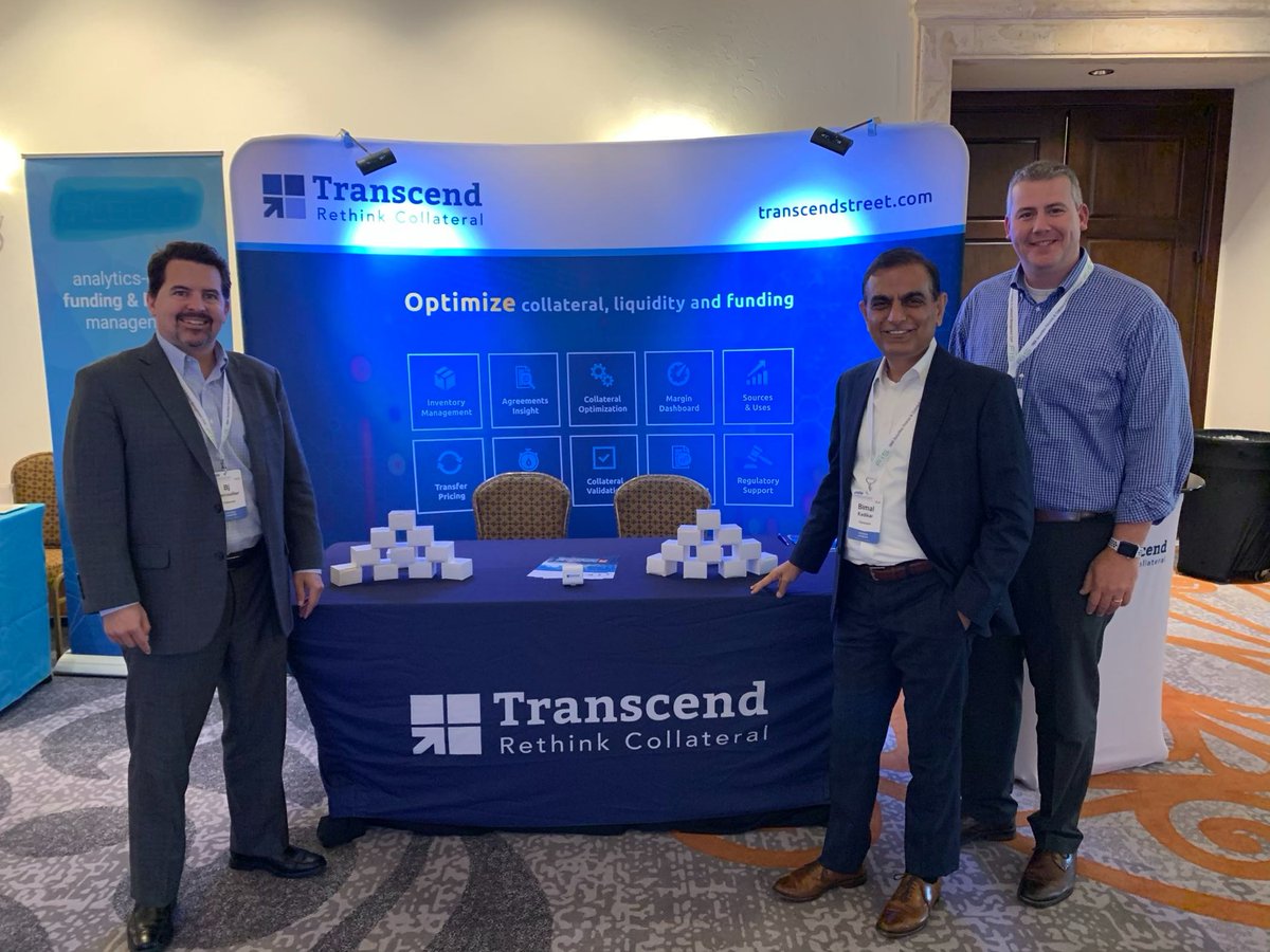 TranscendStreet's tweet image. We enjoyed our time at @RMAHQ&apos;s #SecuritiesFinance &amp;amp; #CollateralManagement Conference. Thanks to everyone who stopped by our booth to discuss #CollateralOptimization! If you missed us, please message @bkadikar, @BjMarcoullier or @douggerstenfeld.