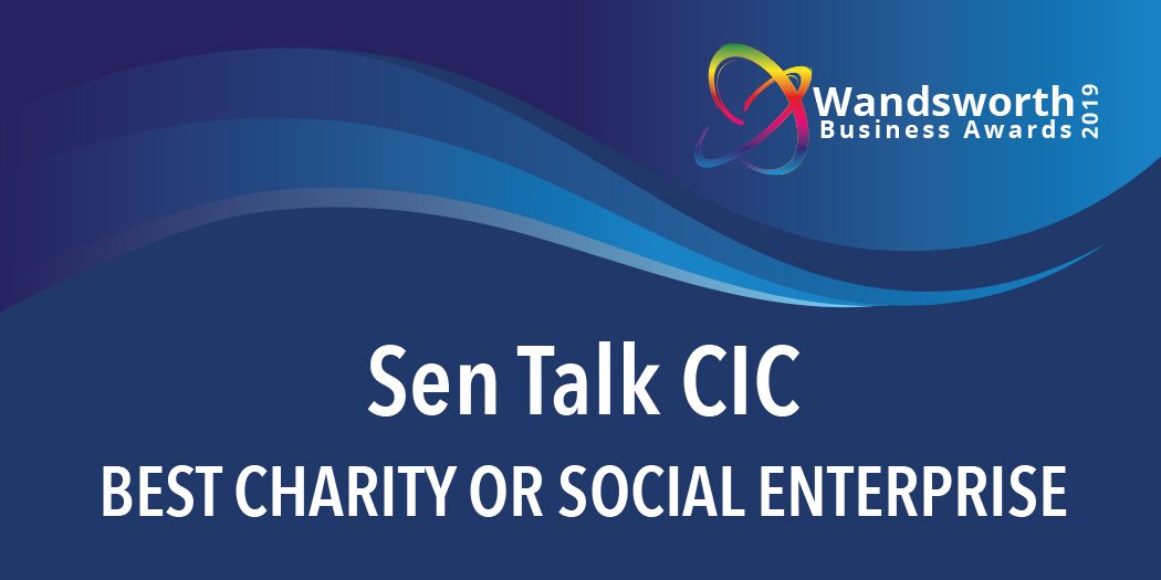Congratulations to Sen Talk CIC for winning the Best Charity or Social Enterprise Category! #winner #wandsworth #award <a href="/WandsChamber/">Wandsworth Chamber</a> #charity