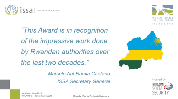 RwandaInEU's tweet photo. .@ISSACOMM: Le #Rwanda remporte le Prix de l’#AISS pour une contribution exceptionnelle à la sécurité sociale.
#ISSAWSSF
https://t.co/jMcDMyJubZ
English: https://t.co/kbXVLj0BxX https://t.co/UfCGFAOEcq
