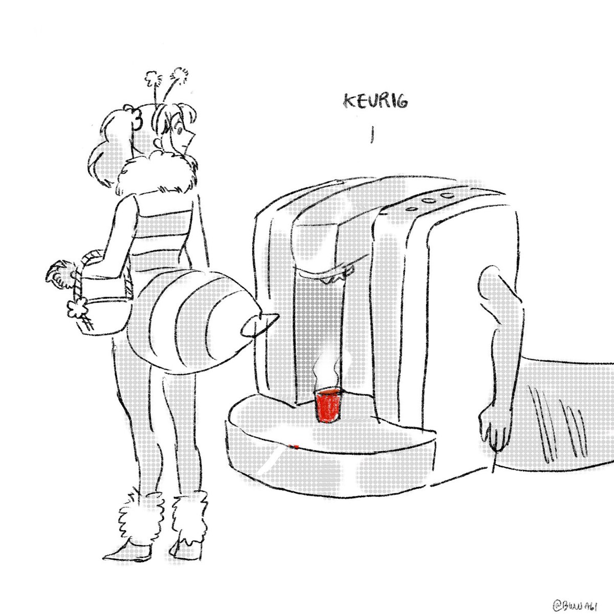 Patron requested Demitassé dressed up as a keurig 