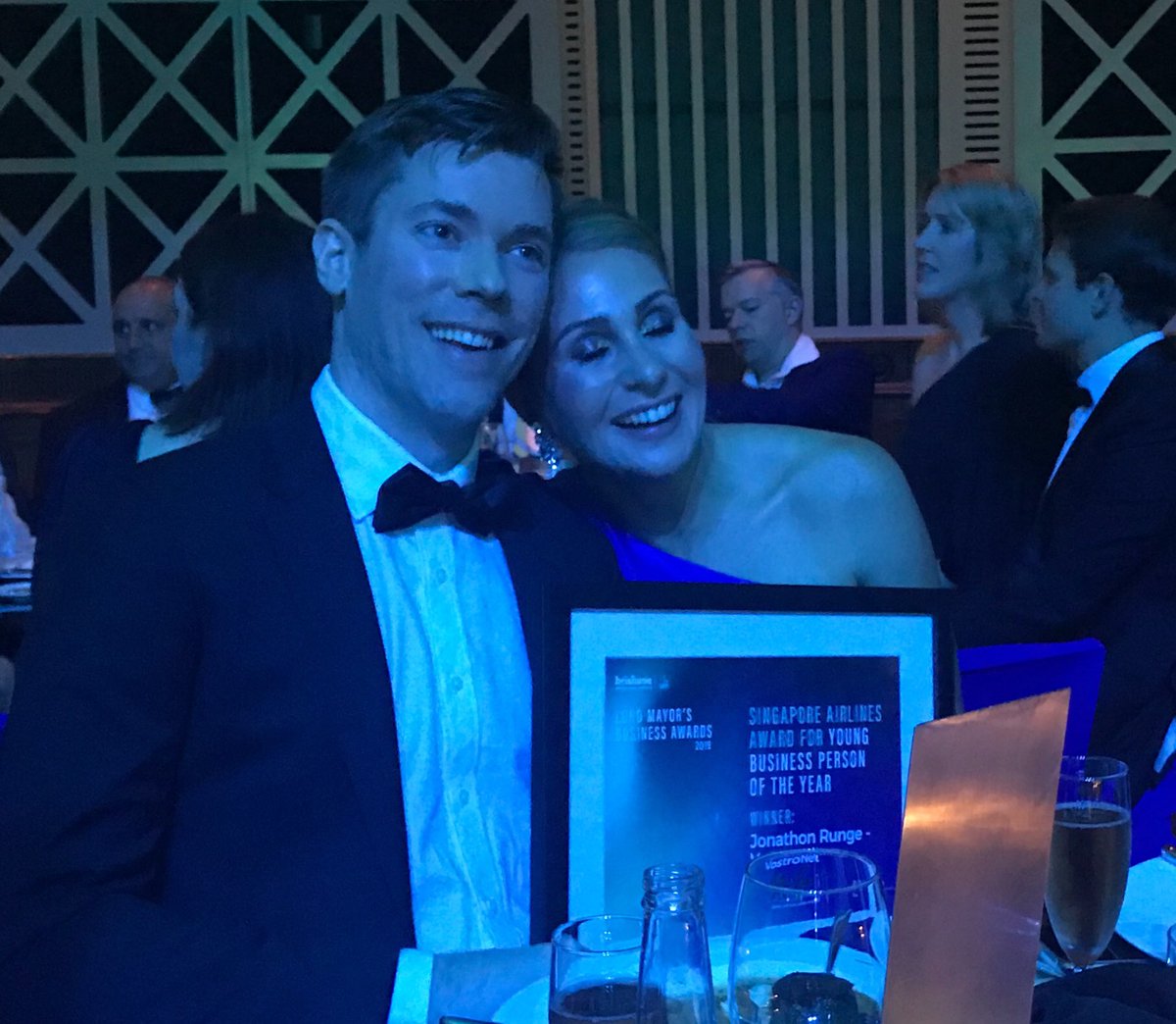 VostroNet's tweet photo. Congratulations to @JonathonRunge for winning Singapore Airline’s Young Business Person of the Year!
We hope the #VostroNet table didn’t embarrass you with all of our noise!
#LMBA2019 https://t.co/XMbwLyQX2G