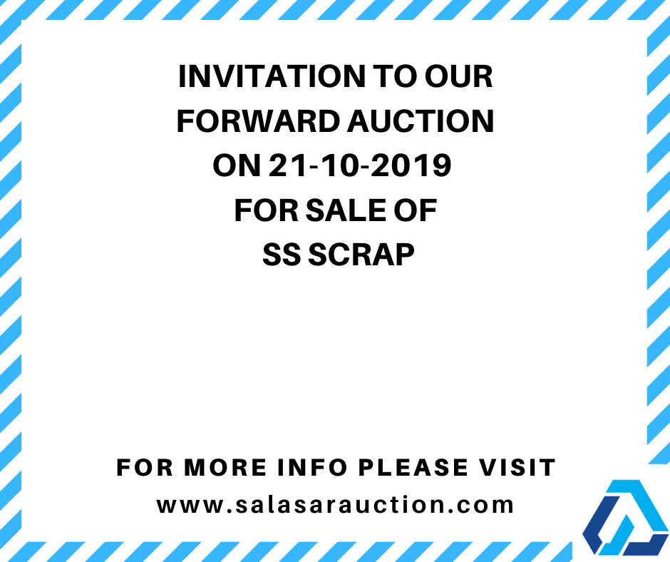 AoneSalasar's tweet photo. Forward Auction for Sale of SS Scrap on 21-10-19
https://t.co/7meudMkcsz
#ForwardAuction #EAuction #SS_Scrap https://t.co/5g8ALEtZu9