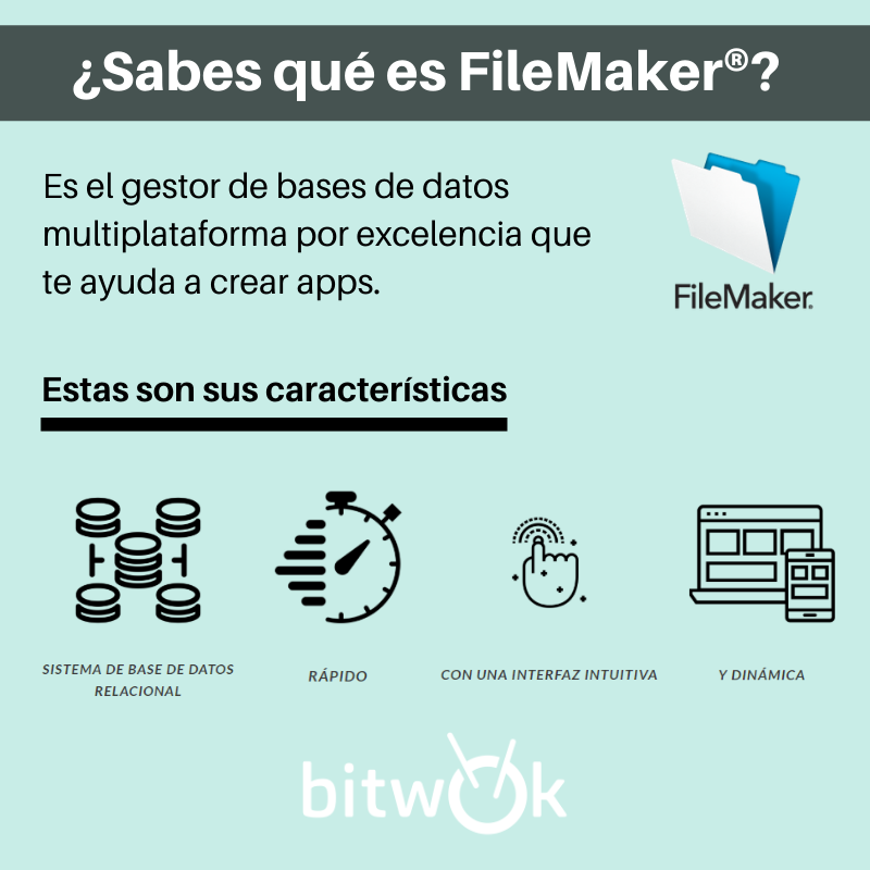 Bitwokers's tweet photo. 📣 ¿Aún no conoces #FileMaker?

Descubre las características que tiene esta #plataforma.

#anythingispossible #workplaceinnovationplatform #conocimiento #innovación #tecnología #app #problemsolver #filemakerexperts #Windows #mac #web #iOs #bitwok #MarketPlace #Cloud @es_claris https://t.co/kKsWbtD2aO