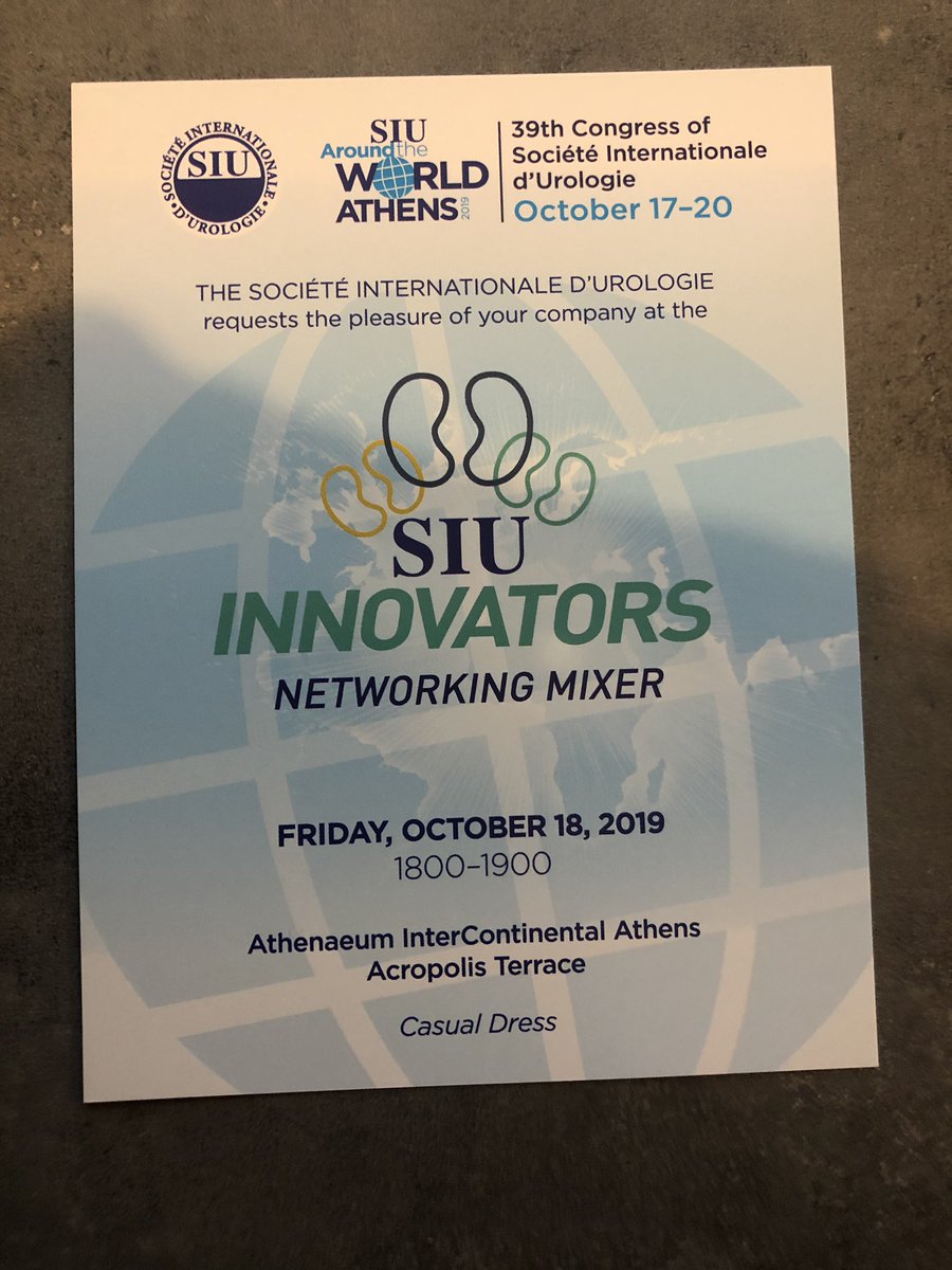 Todd Manning (@doctoddmanning) on Twitter photo 2 reminders for those in Greece.
1: For early practice Urologists / Trainees / Residents / Medical Students / Researchers - The Innovators drinks is occurring 6pm tonight See attached flyer.
2: Official # for <a href="/SIU_urology/">SIU-Urology</a> Congress is #SIUworld rather than #SIU2019 or #SIU19 2 reminders for those in Greece.
1: For early practice Urologists / Trainees / Residents / Medical Students / Researchers - The Innovators drinks is occurring 6pm tonight See attached flyer.
2: Official # for <a href="/SIU_urology/">SIU-Urology</a> Congress is #SIUworld rather than #SIU2019 or #SIU19