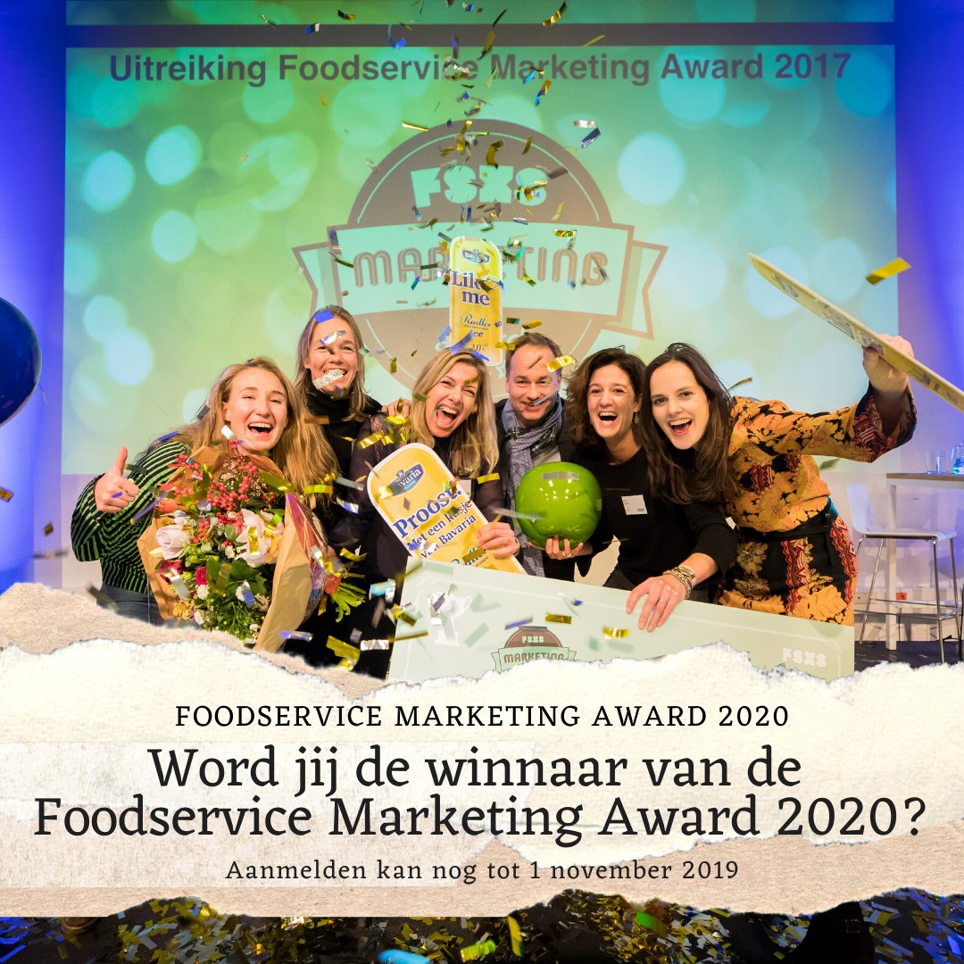 Ga jij de award winnen op 15 januari 2020? Meld je tot 1 november aan via de website: foodservicemarketingaward.nl 
Wij zijn erg benieuwd naar jouw marketing case!