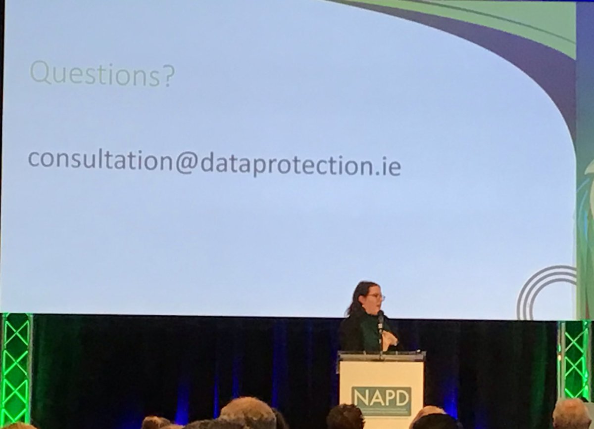 mariettk's tweet photo. A very practical, clear presentation on GDPR by Eilis Noonan from Office of Data Protection #napdconference #napdconf https://t.co/FpB1PQ44v7