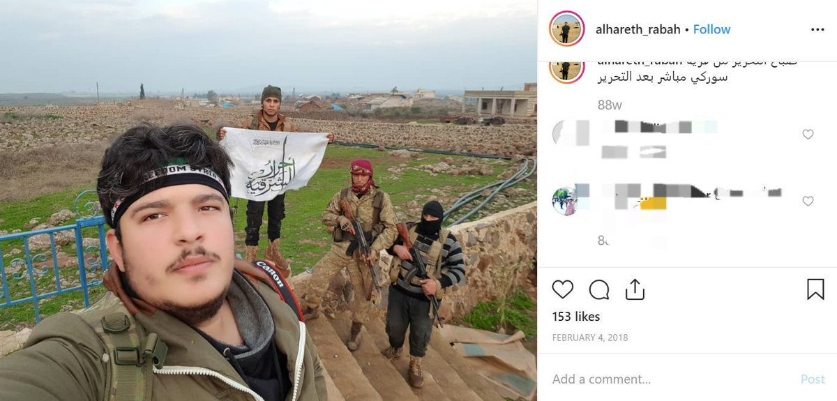 9/ Judging by pics on his Instagram account, Alhareth Rabah was already active with Ahrar al-Sharqiya during the Turkish Afrin-operation in Jan/Feb/March 2018.