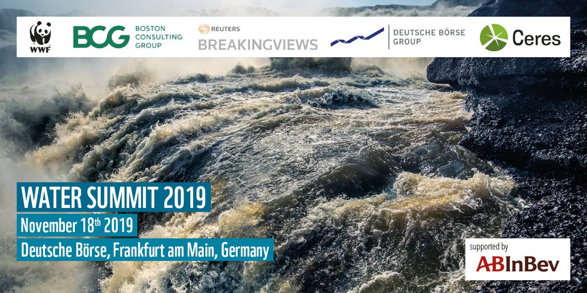 One month until Water Summit 2019 in Frankfurt on the theme of Finance &amp; Business Resilience under Climate Change: Water Risks &amp; Opportunities with <a href="/BCG/">Boston Consulting Group</a> <a href="/CeresNews/">Ceres</a> #Reuters <a href="/Breakingviews/">Reuters Breakingviews</a> <a href="/DeutscheBoerse/">Deutsche Börse Group</a> &amp; <a href="/abinbev/">AB InBev</a>. Great line up of speakers. Info here bit.ly/2MPiuBK