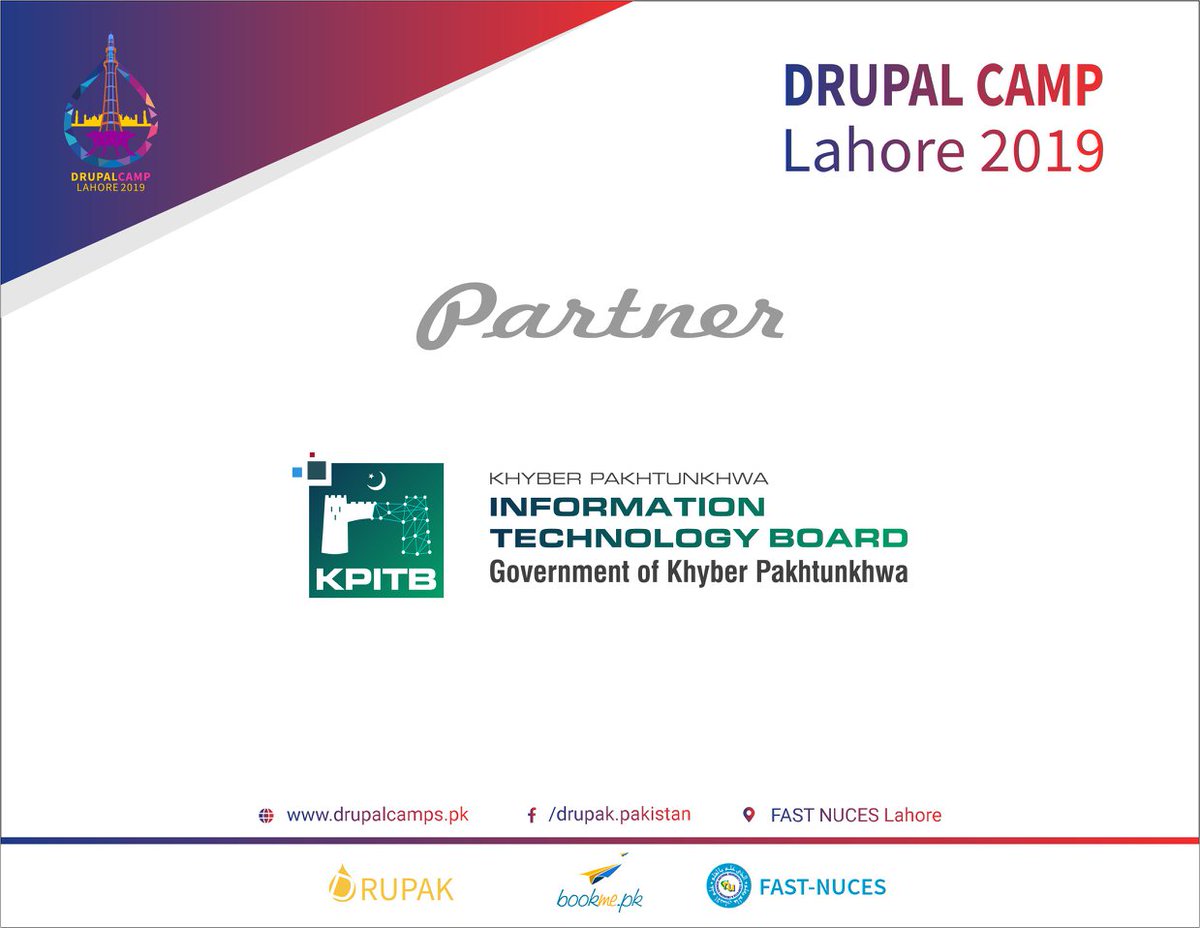 drupakpakistan's tweet image. We are excited to announce @kpitbgov as our Partner for #Drupal Camp #Lahore #drupalcamplahore #drupalcamplahore2019 #lahore #pakistan 
Great feeling to be backed by such an esteemed Government body fostering Digital Transformations in #KP #Pakistan