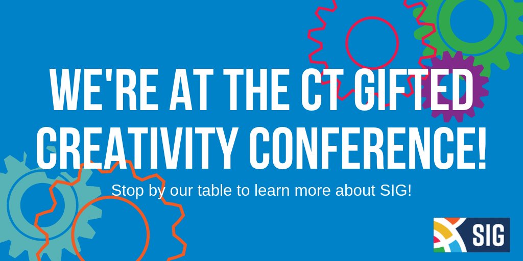 SIGifted's tweet photo. We're thrilled to be at the @CTGifted #CreativityCon in Bridgeport today! Be sure to stop by &amp; chat with us about our summer programs — we have two local ones right here in CT at Fairfield University &amp; Yale University! #gtchat

PS: Get a free t-shirt from us while supplies last! https://t.co/QNSOwjpVit