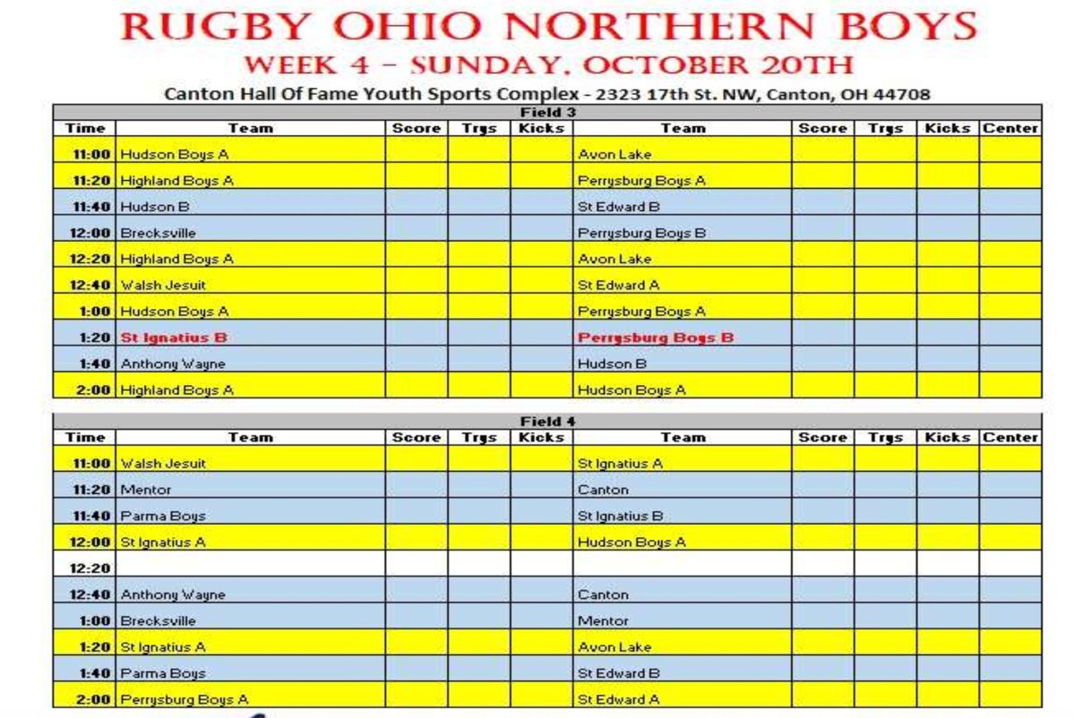 We're excited to bring the Northern Boys &amp; Girls teams together at the Hall of Fame Sports Complex in Canton for our last weekend of league play! There will be 4 fields going, #RugbyOhio, merch &amp; concessions by The Slop Truck. $5 at the gate (12 &amp; under free). Hope to see you!