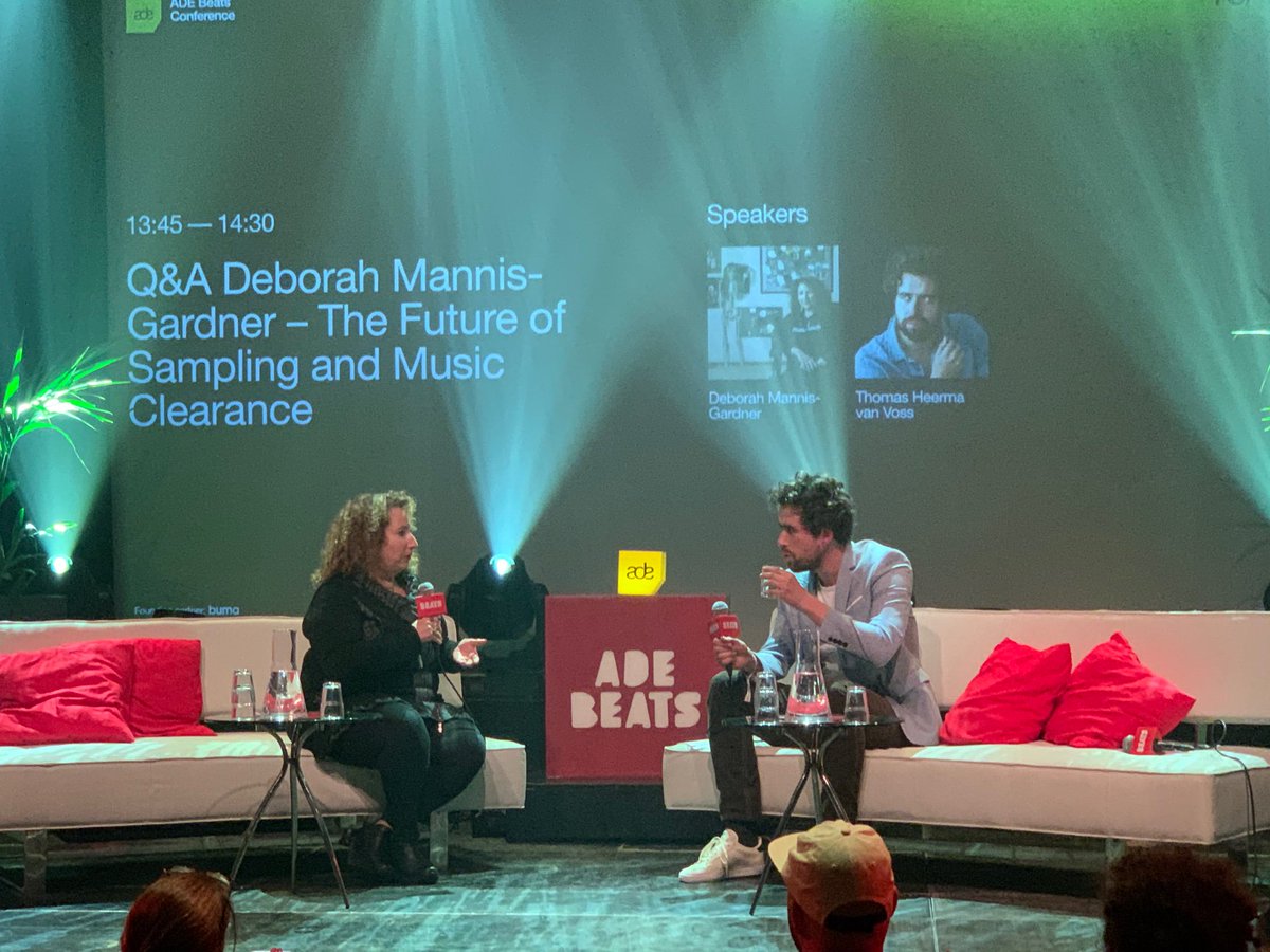 BeatsNL_'s tweet photo. .@ThomasHvV talking business with ‘The Queen of Sample Clearances’ Deborah Mannis-Gardner, elaborating in-depth about working closely with hip-hop superstars like Dr. Dre, Puff Daddy and DJ Khaled. “Khaled already called me 5 times since I landed in Amsterdam.” #ade19 #adebeats https://t.co/VaFTIGdZpn