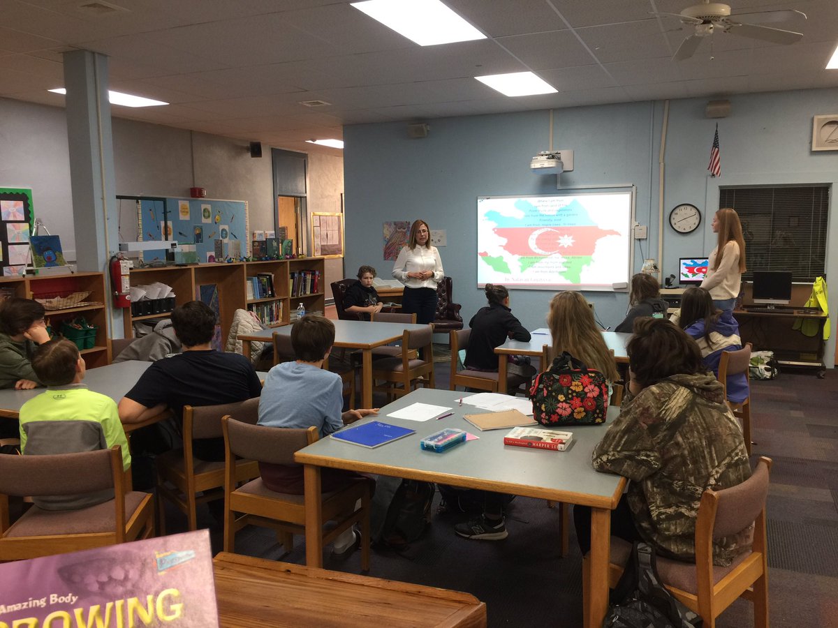 netta_sue's tweet photo. Last day with our Tea Fulbright Fellows. Co-teaching on poetry. 8th graders engaged. Honored to teach at Bethel and to host Fellows. https://t.co/DviJIfV8HU