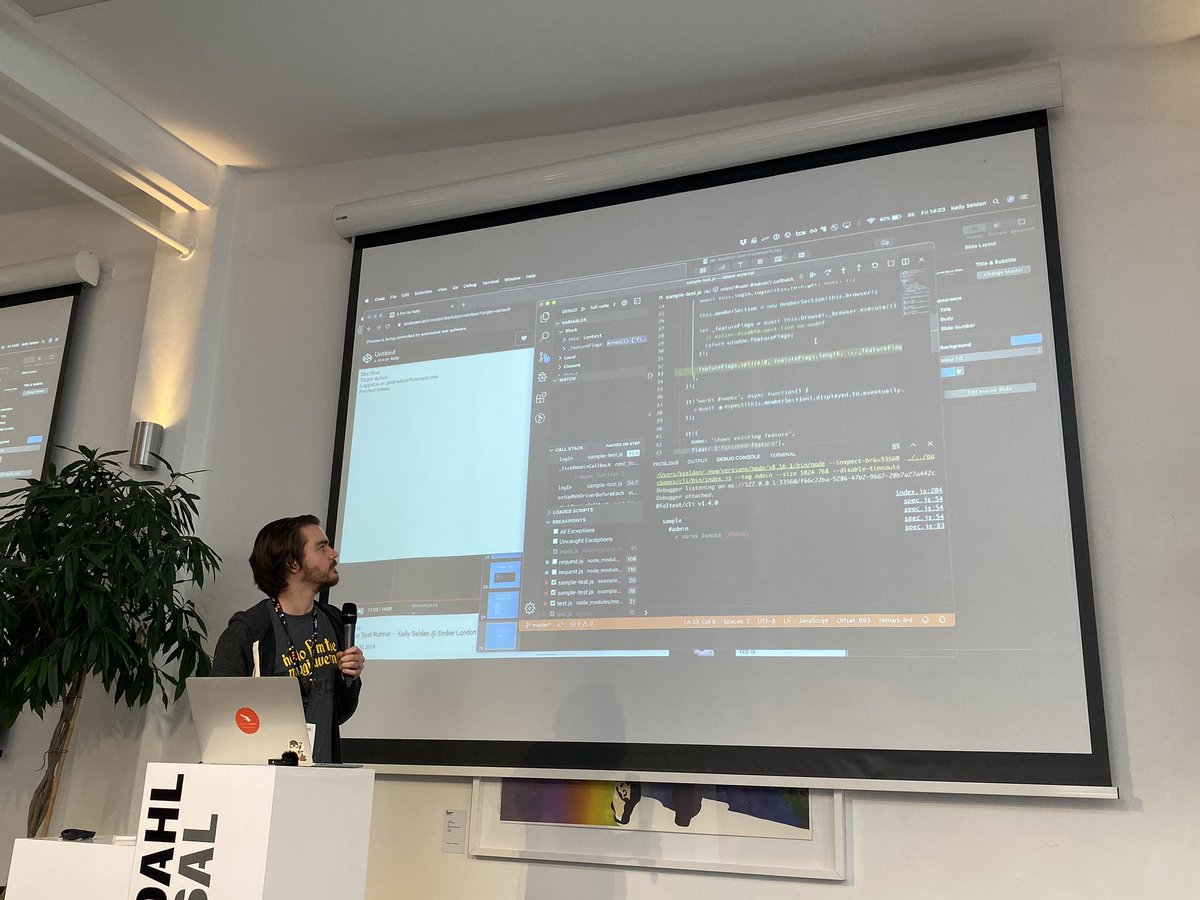 fimietta's tweet photo. @kellyselden presenting FalTest at #EmberFest - yet an other testing framework - you can checkout the repo here: https://t.co/A2mF1lZeue  #emberjs #opensource #testing #copenaghen https://t.co/ptCz90wxQZ