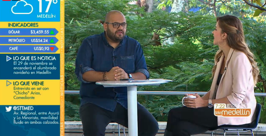 ((Al aire)) #NoticiasTM Nos acompaña en el set de Noticias Telemedellín AM "Chicho" Arias @chichoelmalo, comediante, para hablar de la función benéfica “Todo es bien”. telemedellin.tv/senal-en-vivo/