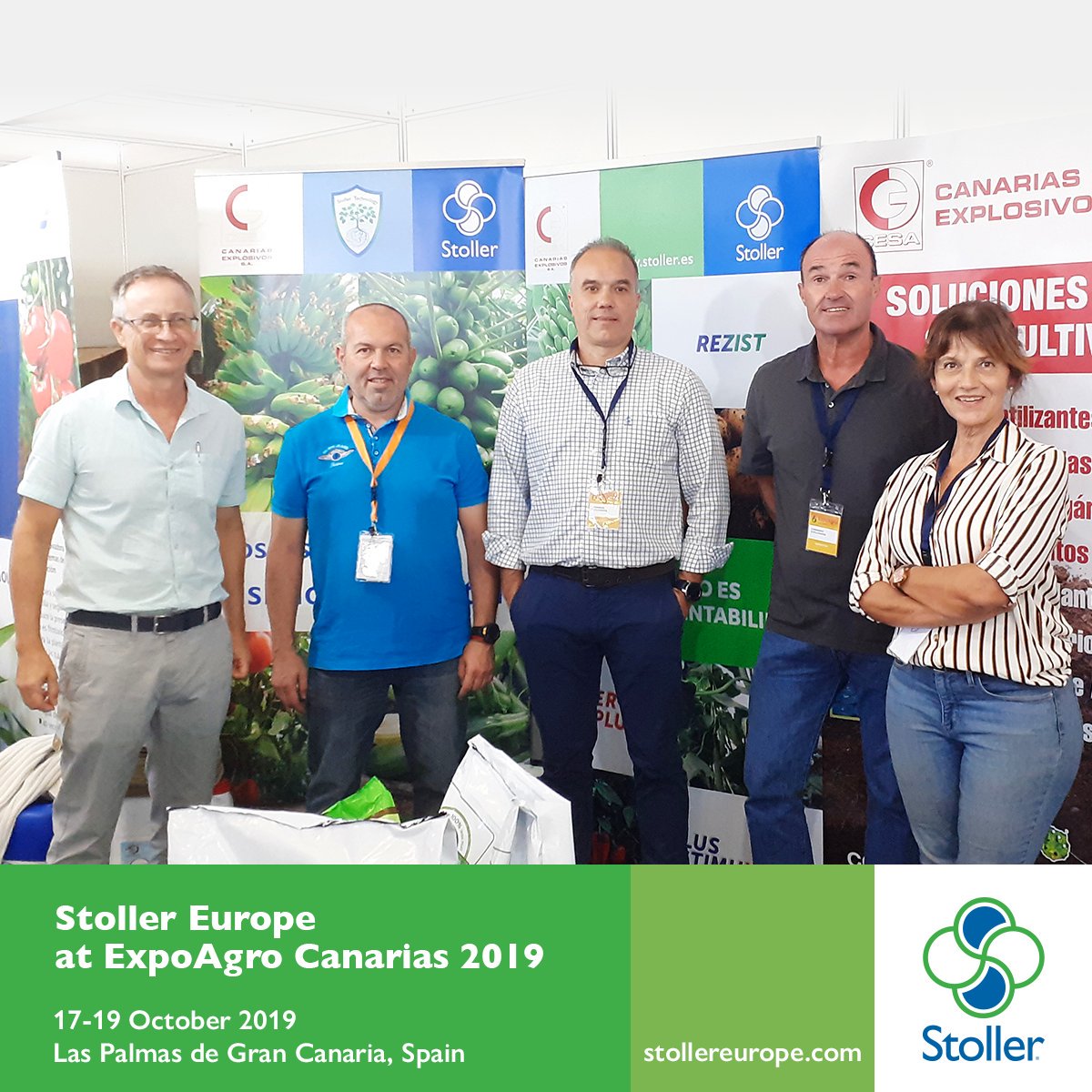 StollerEurope's tweet photo. Stoller Europe accompanies our distributor, Canarias Explosivos, in the first edition of the ExpoAgro fair that takes place from 17 to 19 October at the Canary Islands Fair Institution.
#ExpoAgroCanarias #StollerTechnology #PlantPhysiology https://t.co/y8fcXWB5V8