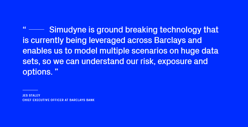 Simudyne's tweet photo. We’re bridging the gap between the theoretical and the real world. @Barclays are already using our technology to harness the power of advanced simulation. Find out how we can do the same for your organisation: https://t.co/GRFsMWc2hB #RealityReEngineered #AgeofSimulation https://t.co/LIntHt8fbF