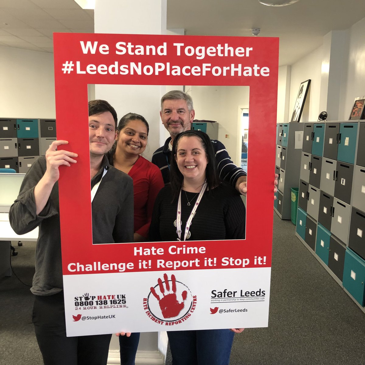 HR Team wearing red today!  #LeedsNoPlaceforHate  #ShowRacismTheRedCard @SaferLeeds @AndyDodman1 @cazzagill @RobWilsonLtd @AlexWatsonHR1 @jessica_dolphin